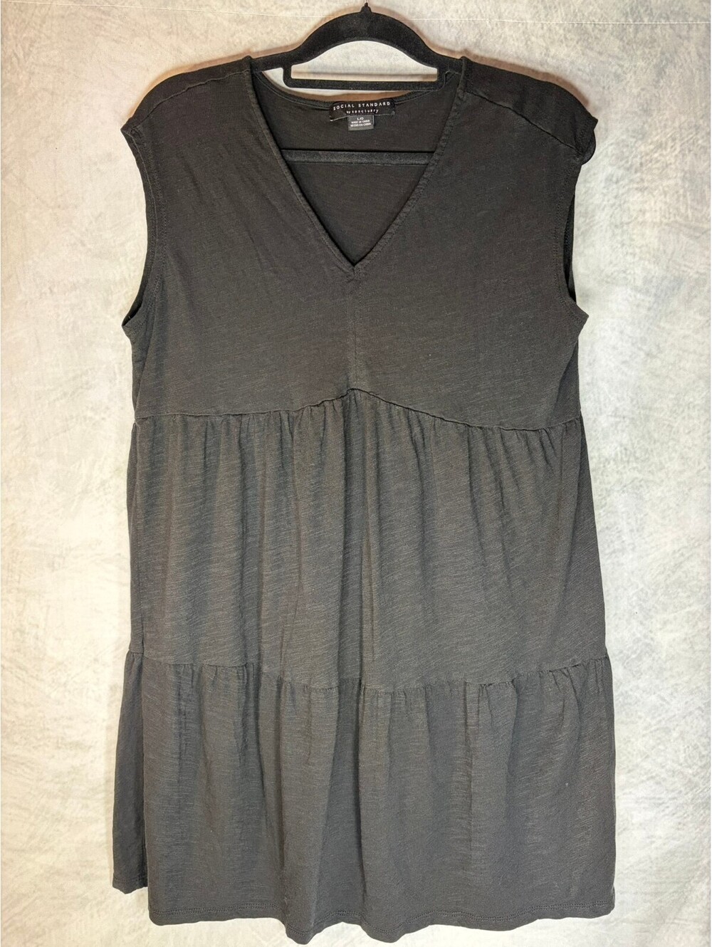 Social Standard by Sanctuary Women’s Large Black Tiered Babydoll Tunic Top